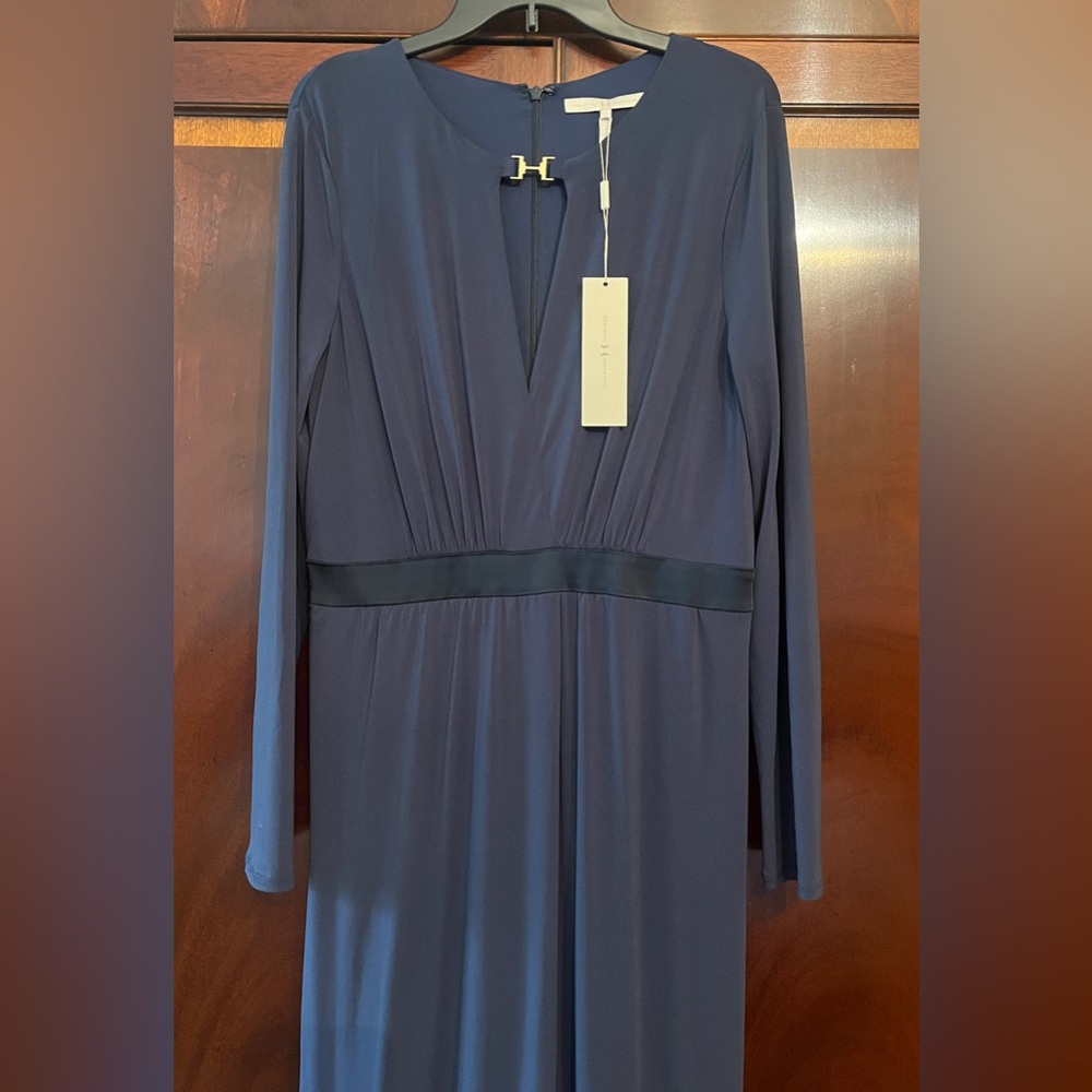 Halston NWT Women’s long blue dress, size L